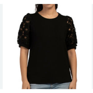 Nicole Miller NWT semi sheer linen blend puff sleeve shirt S